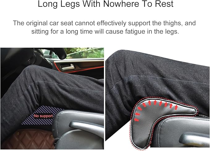 Car Leg Extender Leg Support Cushion for Car Driver Seat Office Chair, Universal Car Seat Extender Pad Leg Support Pillow for Cars Buses Trains Office Home (Lightbrown)