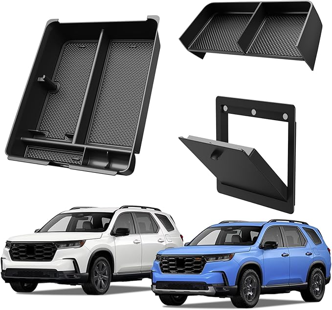 3PCS Center Console Organizer Set Accessories Compatible with Honda Pilot 2023–2026 & Honda Passport 2026 – Includes Dash Tray, Hidden Storage Box & Center Console Divider, Keep Your Cabin Neat