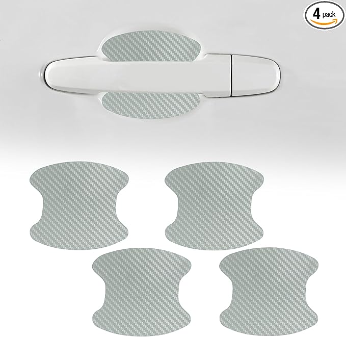 4PCS Car Door Handle Cup Scratch Protector, Car Door Handle Sticker, Scratch Auto Door Protective Film, Car Accessories Car Door Handle Protective Films Universal for Cars (Silver, 4PCS)