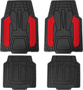 FH Group Automotive Heavy-Duty Rubber Floor Mats, Universal Fit Full Set, Climaproof, Trimmable for Most Sedan, SUV, Truck Floor Mats Red