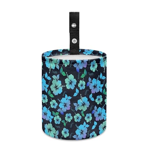 Brosoneto Tropical Hibiscus Flower Cute Car Trash Can for Front Seat, Back Seat, Floor, Headrest, Rubbish Bin Car Accessories Interior Universal Collapsible Garbage Bin