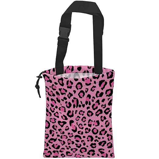 Car Trash Bag Hanging Pink Leopard Print Car Trash Can for Back Seat Waterproof Car Trash Bin with Adjustable Straps and Drawstring for Car Accessories Vehicle Travelling Camping