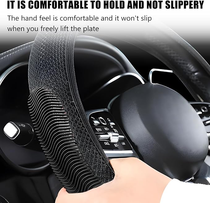 Elastic Stretch Car Steering Wheel Cover, Breathable No Inner Ring Vehicle Steering Wheel Protector, 15 Inch Ice Silk Anti Slip Automotive Accessories, Universal Fit (Black)