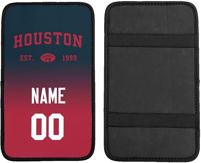 Custom Car Armrest Cover,Add Personalized Name and Number As Gifts for Loyal Football Fans,Auto Center Console Pad Car handrail Box Cushion,Fit for Most Car