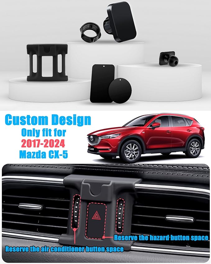 Car Phone Holder, Air Vent Phone Holder, Car Mount for Mazda CX5 2017-2024, Magnetic Navigation Stand Fit for iPhone, Samsung, All Phones