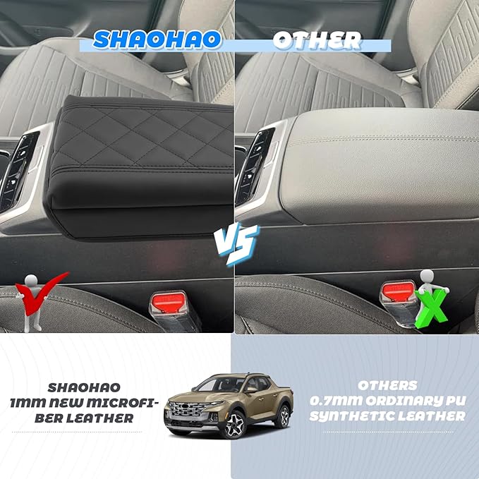SHAOHAO for 2024 2025 Hyundai Santa Cruz Car Armrest Cover for 2022-2024 2025 Hyundai Santa Cruz Accessories SE/SEL/Night/SEL Premium/Limited Center Console Cover Elbow Arm Rest Thicken Protector Pad