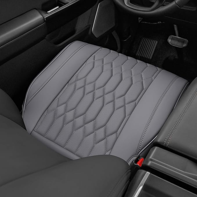 EQUIDEVDY 2 Pack Leather Bottom Car Seat Covers,Front Seat Covers for Cars,Driver Car Seat Cover,Luxury Faux Leather Seat Protectors,Full Wrap,Waterproof,for Most Vehicles,Sedan,SUV,Truck (Gray)