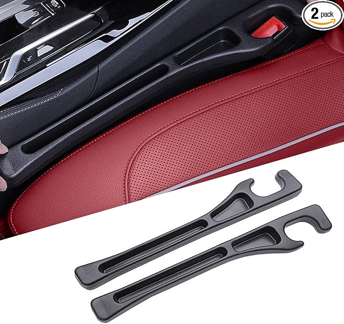 GAWOND 2Pcs Car Seat Gap Filler Organizer, Soft Foam Seat Side Gap Filler with Storage Avoids Things Falling, Universal Fit Car SUV Truck Fill The Gap Between Seat and Console