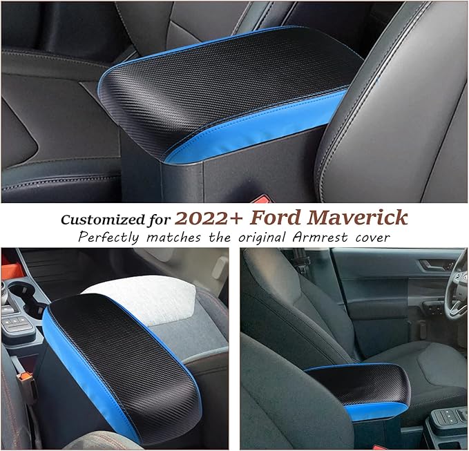 SKTU for 2022 2023 2024 2025 2026 Ford Maverick Armrest Cover 2022-2026 Maverick Center Console Cover Maverick Armrest Pad 2023 2024 2025 2026 Maverick Accessories Center Console Cushion (Blue Line)