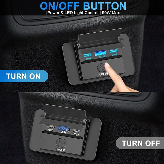 3 Ports 12V RV USB Outlet 90W, Dual PD3.0 Type-C Quick Charge 72W & USB QC3.0 18W Panel Wall Mount, Automotive Car Socket Charger Adapter for RV Marine Boat Bus ATV Motorcycle Truck