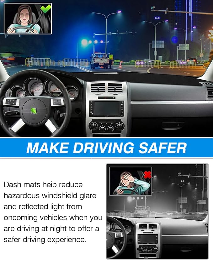CARTIST Dash Cover Custom Fit for Dodge Charger 2008 2019 2010 Accessories Dashboard Cover Mat Non-Slip Pad Carpet Anti-Glare
