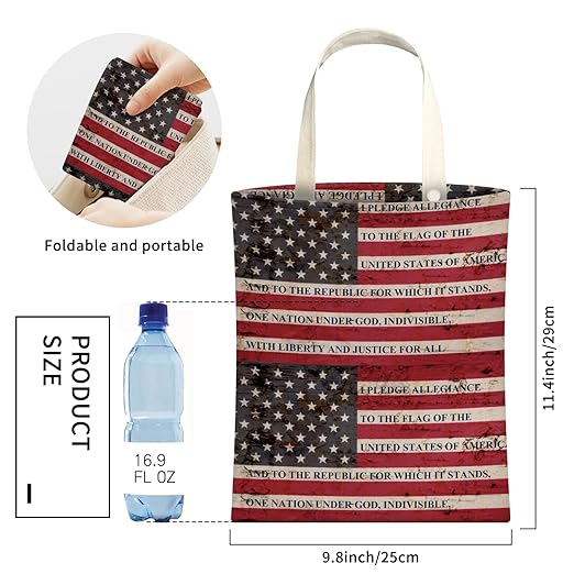 AXZOPDE Cute Car Trash Can, Hanging Canvas Car Back Seat Organizer and Storage Bag, Funny Car Trash Bag For Travelling, Outdoor Cute American Flag Print