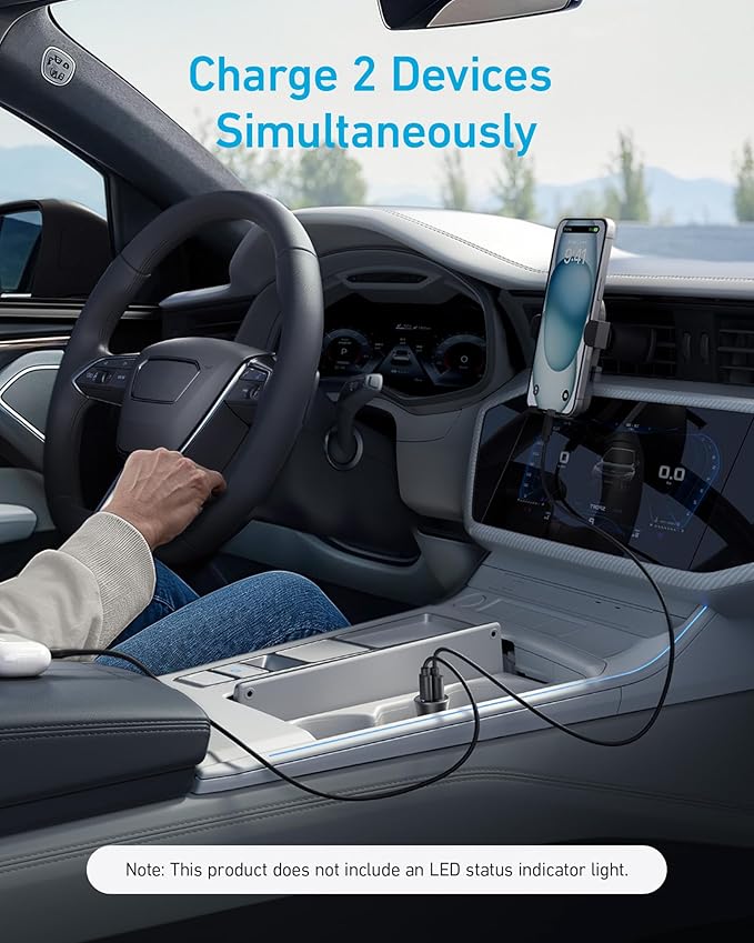 Anker USB-C Car Charger, 30W 2-Port Type-C Car Adapter, iPhone Car Charger with Power IQ 3.0, for iPhone 17/16/15/14/13 Series, Samsung Galaxy S25/S24/S23/S22/S21 Series, iPad Pro, AirPods, and More