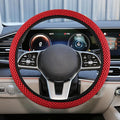Elastic Stretch Steering Wheel Cover, Anti-Slip 15 inch Microfiber Odorless Breathable Ice Silk Car Steering Wheel Protector, Easy Carry, Warm in Winter & Cool in Summer (Red)