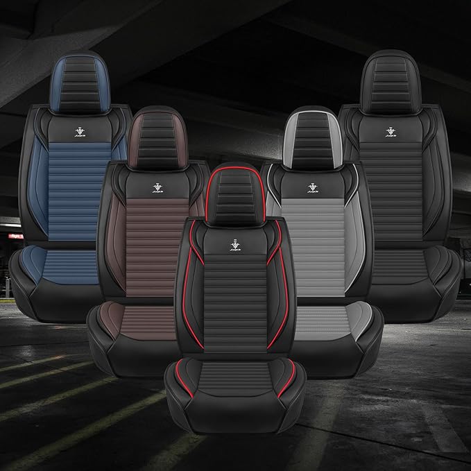 ARTIBY Seat Covers Custom Fit for Mitsubishi Outlander 2004-2025, Standard Waterproof Car Seat Cover, Breathable and Comfortable Leather Cushion Cover, Auto Interior Accessories (Black Red)