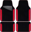 CAR PASS Rainbow Waterproof Universal Fit Faux Leather Car Carpet- Anti-Slip Nibbed Backing Floor Mats for SUV, Vans,Sedans,Trucks, Automotive Set of 4 for Women (Black with Red)
