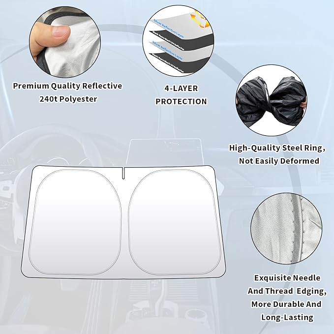 Thickened 2-Layer Front Windshield Sun Shade Compatible for Toyota Camry XV80 2024-present, Foldable Custom Fit Sunshade Blocks 99% Heat, Keeps Car Interior Cool (for Camry XV80 2024-present)