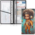 African American Black Girl Astronaut Car Registration and Insurance Holder Vehicle Glove Box Organizer Car Accessories Wallet Case for Women Men 202a1110