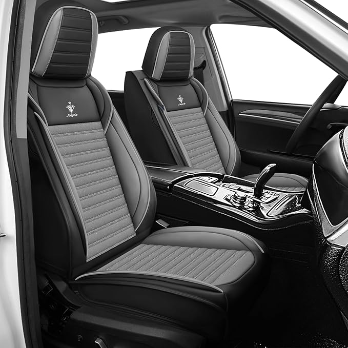 ARTIBY Seat Covers Custom Fit for Mitsubishi Outlander 2004-2025, Standard Waterproof Car Seat Cover, Breathable and Comfortable Leather Cushion Cover, Auto Interior Accessories (Black Gray)