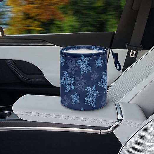 Blue Sea Turtle Mini Car Trash Bin Car Garbage Can Car Storage Bag Waterproof Multipurpose Car Accessories Car Organizer for Auto Interior