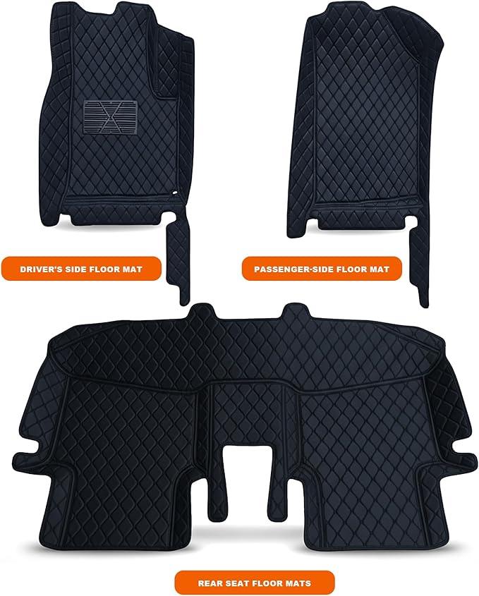 All-Weather car Floor MATS-Suitable for 99% of car Models,Leather car mat, offering Personalized Embroidery and Multiple Color Options,Provide Protection for car Rug (Dark Brown)