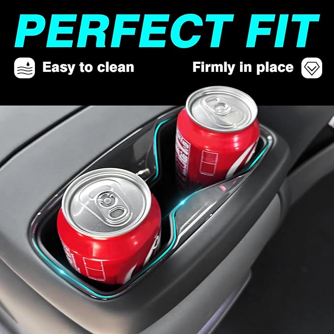 BestEvMod Center Console Rear Cup Holder Compatible with 2024 2025 2026 Kia EV9 Accessories Middle Console Rear Drink Stopper Non-Slip TPE Rubber Organizer Drink Cup Holder