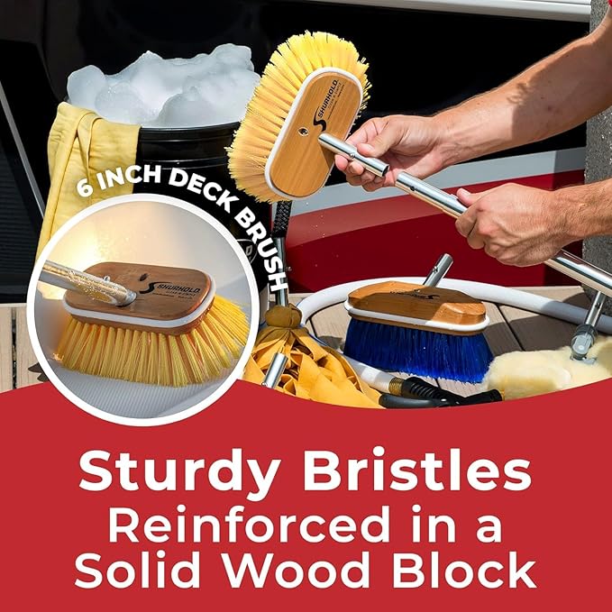 Shurhold Classic 6" Soft Bristle Boat Deck Brush, Safe for Use on Gelcoat, Fiberglass and Painted Surfaces, Attachable to Any Handle