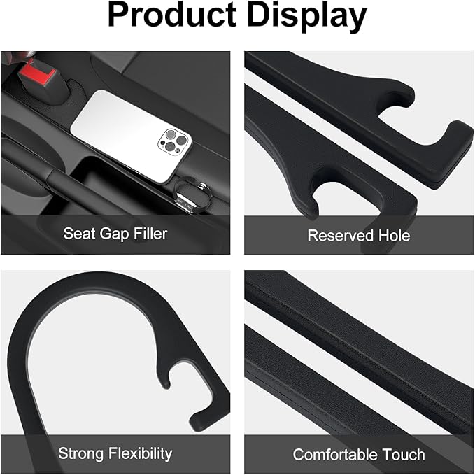 JAGAOSL Car Seat Gap Filler, Universal Fits Car SUV Truck PU Leather Crevice Blocker, Between Seat and Center Console, Stops Cellphone Wallet Keys Coins from Dropping, 2 Pack Black