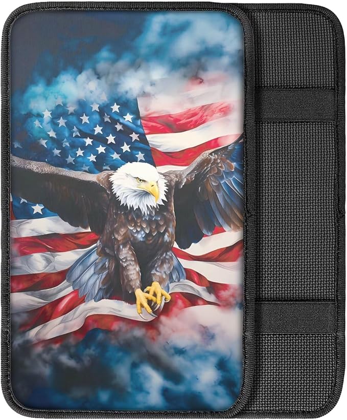 Eagle Flag Arm Rest Car Car Center Console Cover Auto Console Armrest Cover Easy to Install Universal Cars Interior Accessories Cars Arm Rest Cover 12.3 x 7.5 Inch