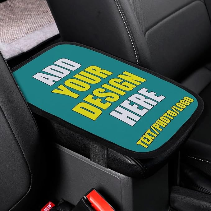 Customized Car Armrest Cushion Personalized Text Image Logo Custom Auto Center Console Armrest Pad Cushion Universal Deco Pad Center Console Cover for Car Seat Handrail Box, Tropical Blue