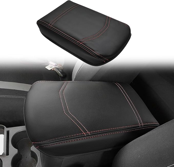 Muslogy Center Console Armrest Cover Compatible with Ford Maverick XL XLT Lariat 2022-2025 Accessories Cushion Pad Armrest Lid Protector Prevent Pets Scratches Regular Thick(Black)