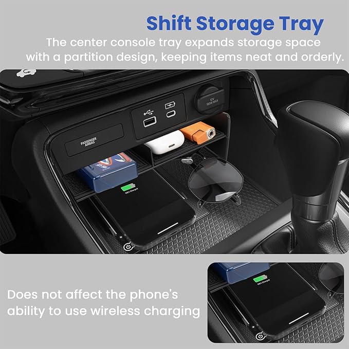 Carwiner 4PCS Center Console Organizer Compatible with 2023 2024 2025 2026 Honda CR-V EX-L/Sport-L Hybrid Accessories, Dash Organizer Tray Holder & Hidden Storage Box for Honda CRV with Coin