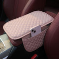 KAELTHAS Upgraded Leather Car Center Console Cushion Armrest Cover with 2 Storage Bags for Cars SUVs CUVs Interior Accessories Universal (Pink,Mid-Size)