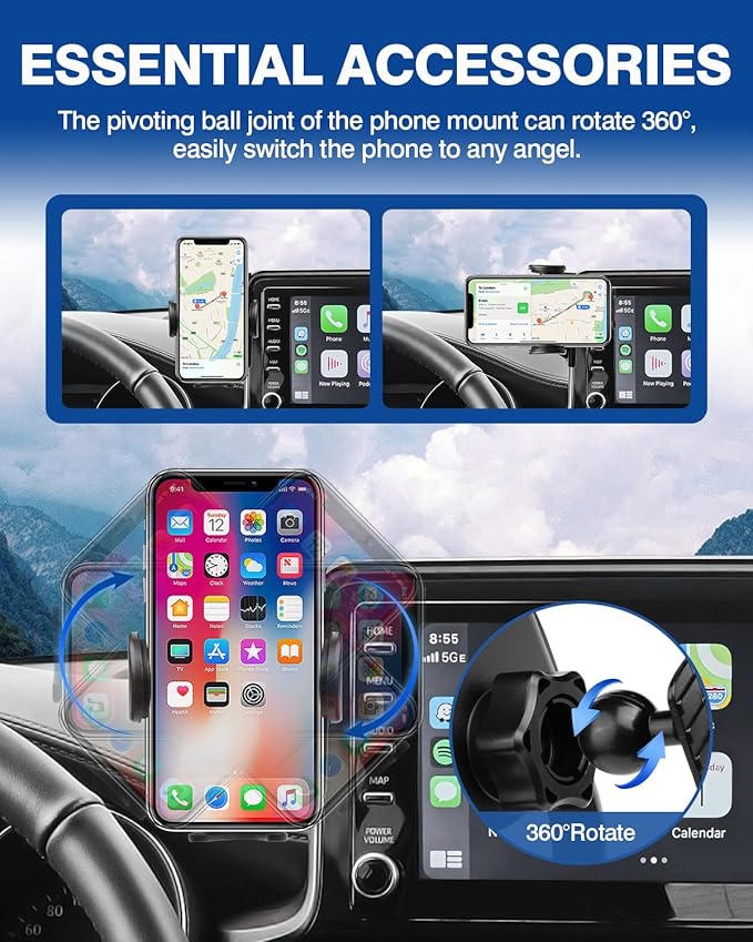 Autorder Custom Fit for Car Phone Holder 2019-2022 Toyota C-HR CHR Accessories Phone Mount with Dash Organizer 8" Screen Cell Phone Automobile Cradles Hands-Free 360 Degree Rotation