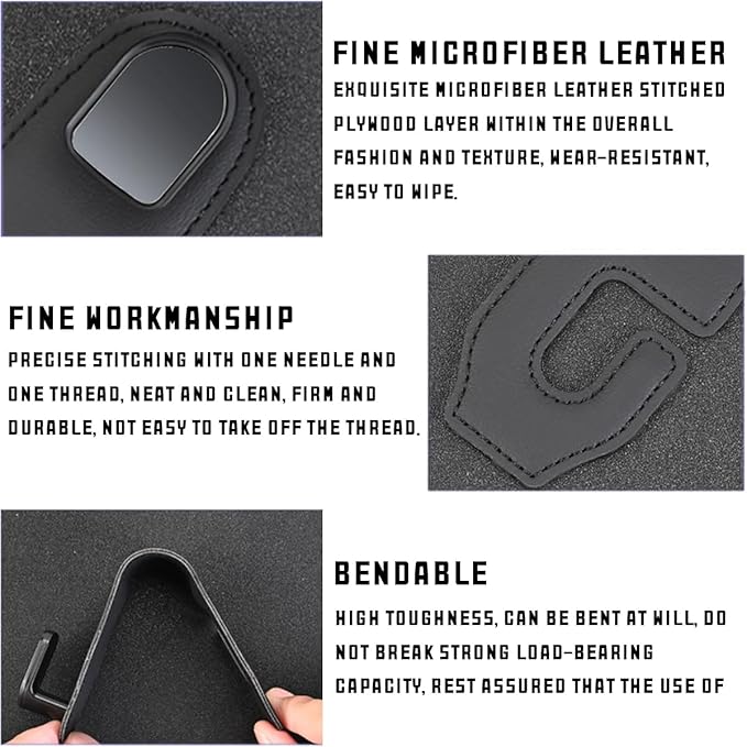 2PCS Car Headrest Hook, Leather Automotive Back Seat Hanger Holder Hooks Storage Organizer for Purse Drink Grocery Bag Coat Handbag, Vehicle Organize Accessories