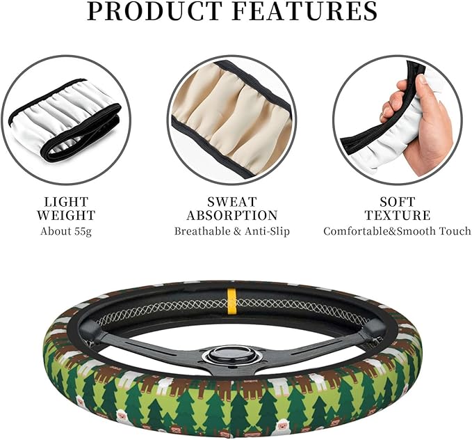 Neoprene Steering Wheel Cover Sasquatches-Forest Car Steering Wheel Cover Universal Fit for Most Cars