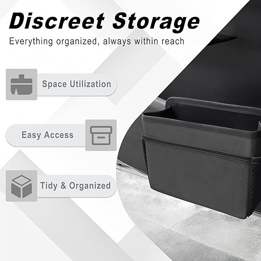 AMZAUTO Car Trash Can, Foldable Hanging Vehicle Garbage Organizer Holder, Waterproof Automotive Trash Bag Holder Dustbin Storage Container for Console Door Seat Back SUV (Black)