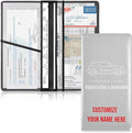 Caihoyu Custom Car Registration and Insurance Card Holder Personalized Leather Glove Box Organize Men Women Wallet Accessories Case for Cards, Essential Document Driver License Light Grey