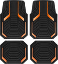 PIC AUTO Heavy Duty Rubber Floor Mats, Orange Aluminum Film Car Mats Set, Front and Rear Car Mats with Anti-Slip Backing, All Weather Protection, Trim-to-Fit for Automotive SUV, Sedan, Van
