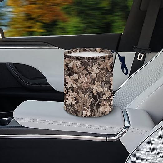 Brosoneto Car Trash Can Camo Hunting Forest Collapsible Hanging Portable Dustbin Bin Waste Basket for Men Women Car Accessories Interior Small Trash Can for SUV Trucks