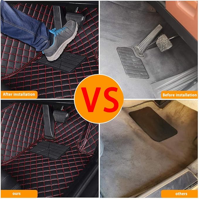 Yajomi Car Floor Mats for Dodge Journey 2009-2017 Custom Luxury Carpet Leather Car Mats Easy to Clean Car Mat Protector Full Coverage Black Red