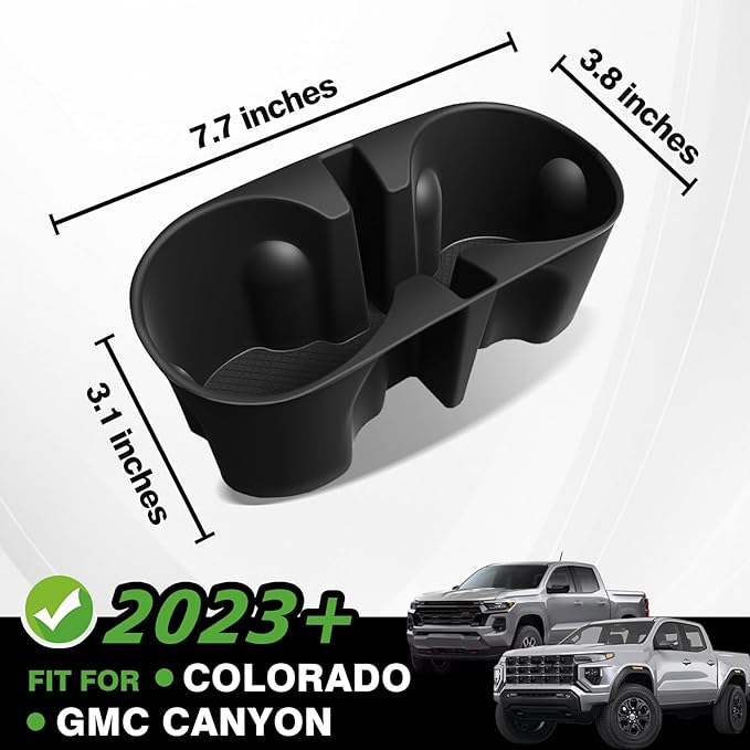 Muslogy Center Console Cup Holder Inserts Compatible with 2023-2025 Chevy Colorado & GMC Canyon Accessories Front Console Drink Holder Silicone Organizer Non-Slip Upgraded Snug Fit