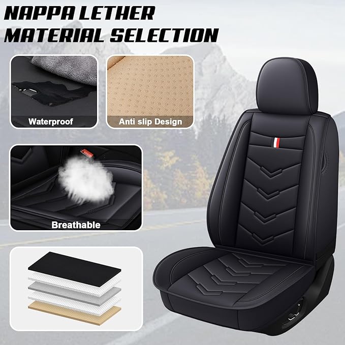 MVRVMV Leather Car Seat Covers for Ford Bronco Sport 2021-2026, Wear-Resistant & Anti-Slip Seat Cover (2 Seat Standard, Black)
