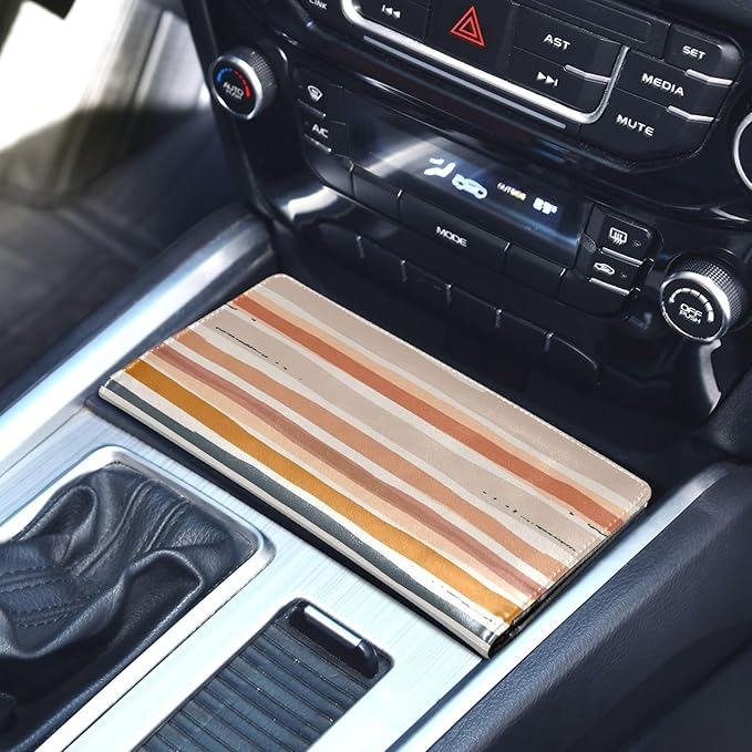 Qilmy Simple Solid Color Stripes Car Registration and Insurance Holder, Premium Pu Leather Vehicle Glove Box Organizer, Prefect Car Essentials Wallet for Driver License, Cards & Essential Documents780