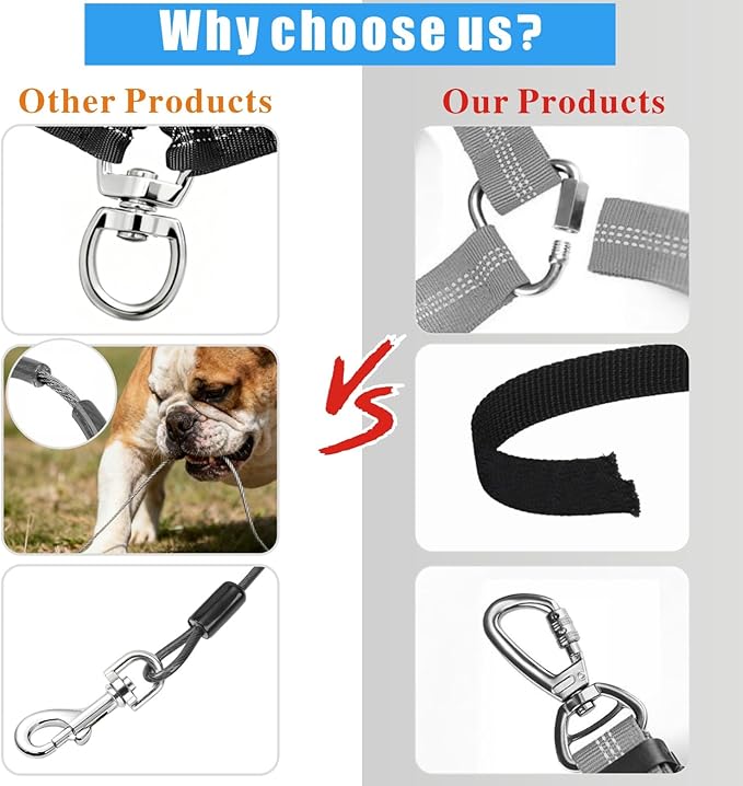 Idepet Dog Seat Belt for Car, 2 Pcs Stainless Steel Chew Proof Dog Seatbelt 3 in 1 Harness for Safety Heavy Duty Pet Seat Belt for Medium & Large Dogs (Black+Black)