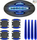 Car Door Handle Protector Reflective Sticker Universal Auto Carbon Fiber Door Handle Anti Scratch Cover Guard 8PCS Blue