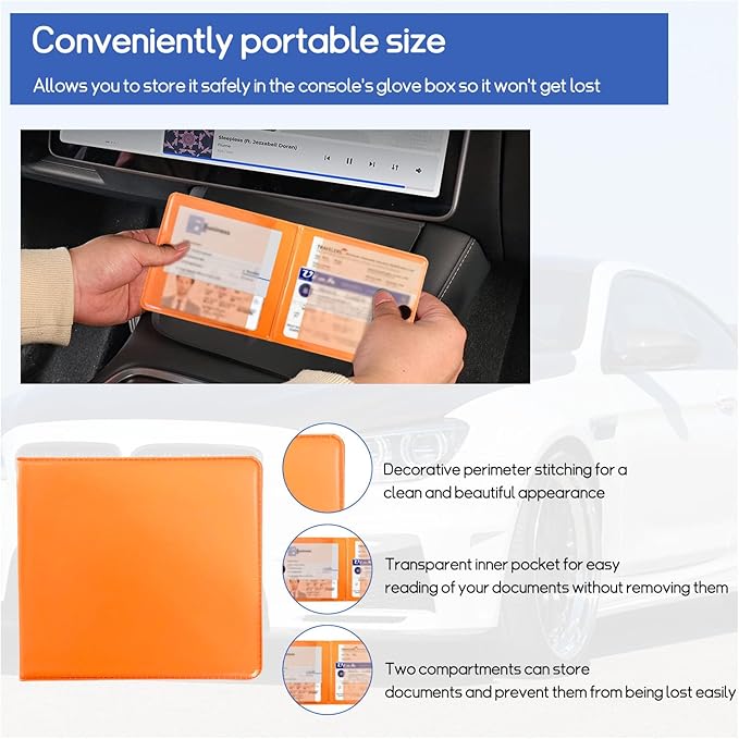 2 PCS Car Registration and Insurance Holder, 10.6''×4.8'' Essential Auto Card Glove Box Organizer with Closure, Vehicle Interior Accessories Perfect for Documents, Cards