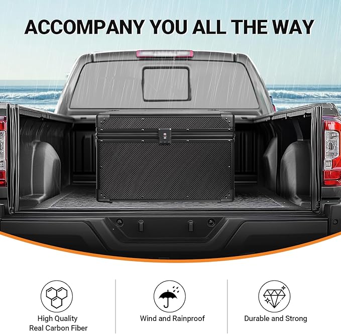 T-carbon Carbon Fiber Car Trunk Organizer Box, Automotive Storage Container,Heavy Duty Trunk Organizer For Car,20 * 13 * 13.4IN,Black