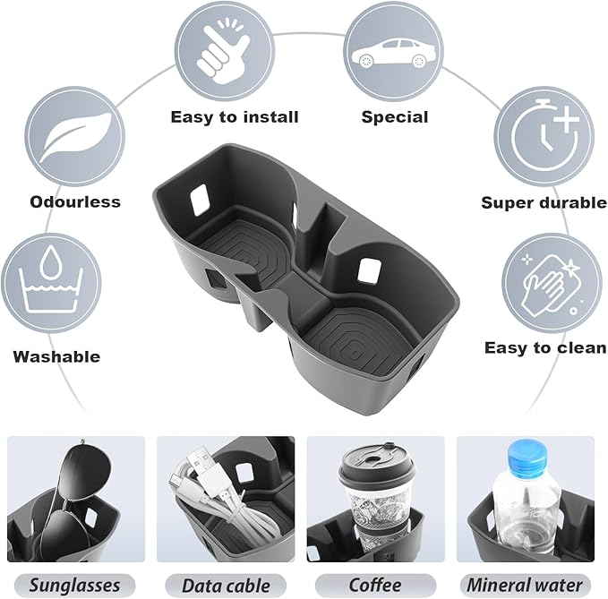SKTU for 2024 2025 2026 Dodge Charger Cup Holder for 2024 2025 2026 Dodge Charger Daytona Central Control Cup Holder Dodge Charger 2024 2025 2026 Accessories Durable Rubber Cup Pad