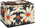Orange Flowers Storage Bins With Zipper Lid, Collapsible Trunk Organizer, Car Organizers and Storage Bins with Lids, Decorative Storage Boxes with Handle, Home Storage Baskets for Organizing